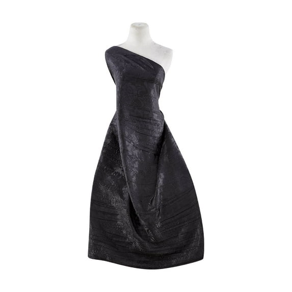 Zelouf Polyester Floral Jacquard Crinkled , Sewing, DIY, Crafts Fabric by the Yard, 999 Black, 50 Yard