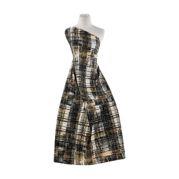 Zelouf Ponte Roma Print , Sewing, DIY, Crafts Fabric by the Yard, 159 Ivy/gold, 7 Yard