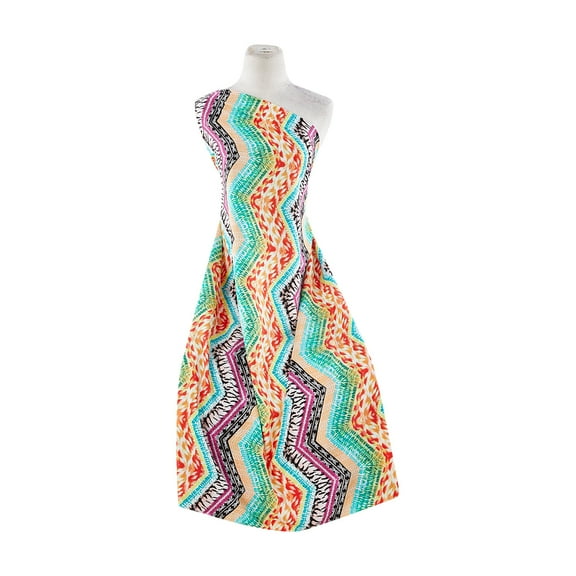 Zelouf Print On Challis  , Sewing, DIY, Crafts Fabric by the Yard, 737 Jade/fuchsia, 5 Yard