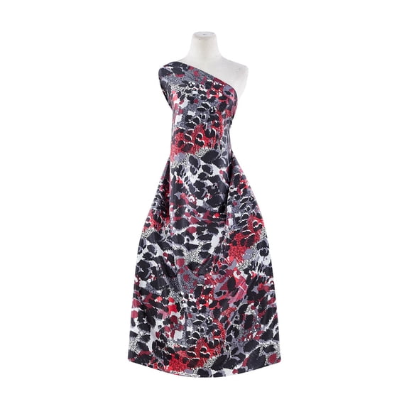 Zelouf Print On Charmeuse  , Sewing, DIY, Crafts Fabric by the Yard, 390 Red/blk, 5 Yard