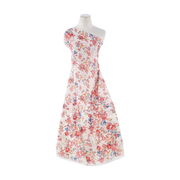 Zelouf Print On High Multi Chiffon Digital Sample , Sewing, DIY, Crafts Fabric by the Yard, 135Cream/rose, 1 Yard