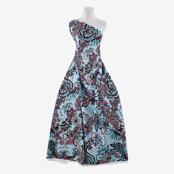 Zelouf Print On Lush Knit  , Sewing, DIY, Crafts Fabric by the Yard, 443 Aqua/garnet, 3 Yard