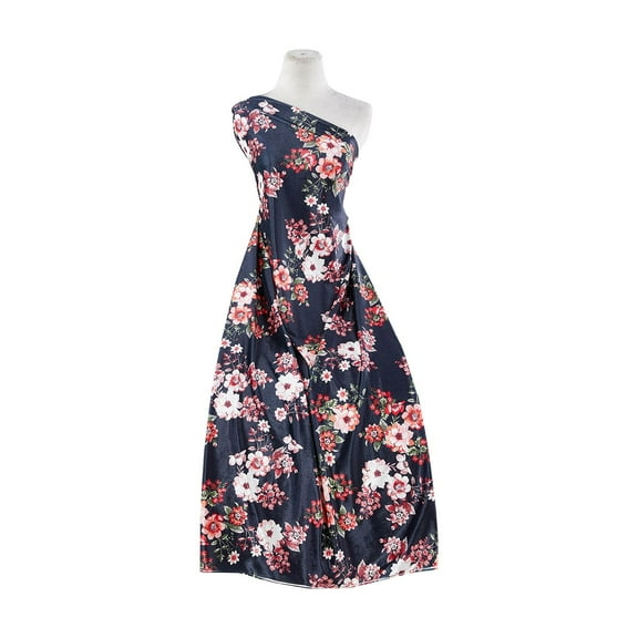 Zelouf Printed Velvet Knit Digital Sample , Sewing, DIY, Crafts Fabric by the Yard, 438 Indigo/red, 3 Yard