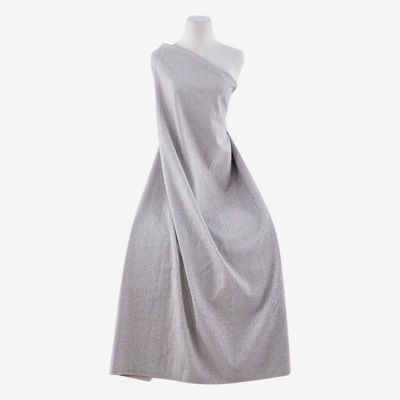 Zelouf Prom Glitter Knit , Sewing, DIY, Crafts Fabric by the Yard, Taupe/silver, 10 Yard