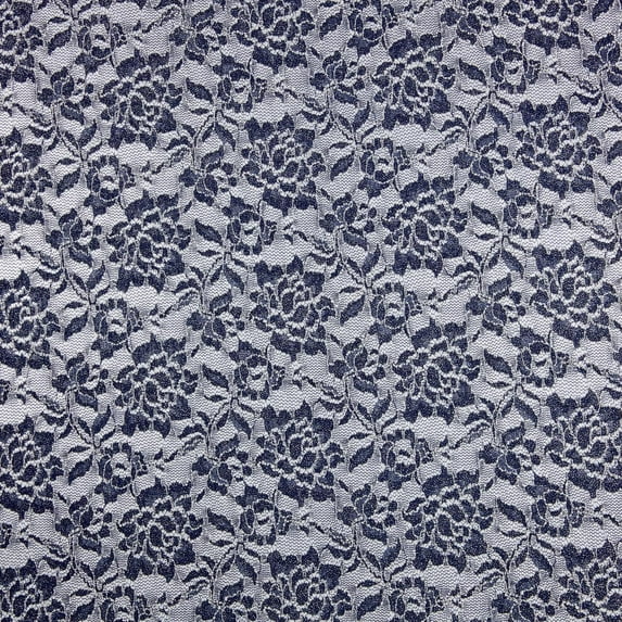 Zelouf Purely Stretch Glitter Lace , Sewing, DIY, Crafts Fabric by the Yard, Navy Allure, 5 Yard