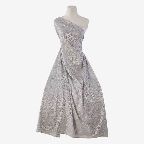 Zelouf Ravie Holo Glitter Scallop Lace , Sewing, DIY, Crafts Fabric by the Yard, Serene Silver, 20 Yard
