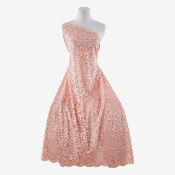Zelouf Ravie Lace W/glitter & Scallop , Sewing, DIY, Crafts Fabric by the Yard, Peach Dream, 5 Yard