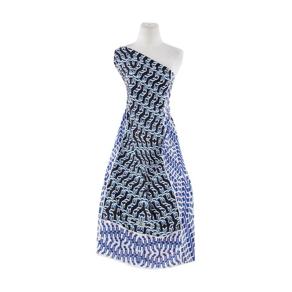 Zelouf Rayon Lawn Print  , Sewing, DIY, Crafts Fabric by the Yard, 946 Blk/blue, 5 Yard