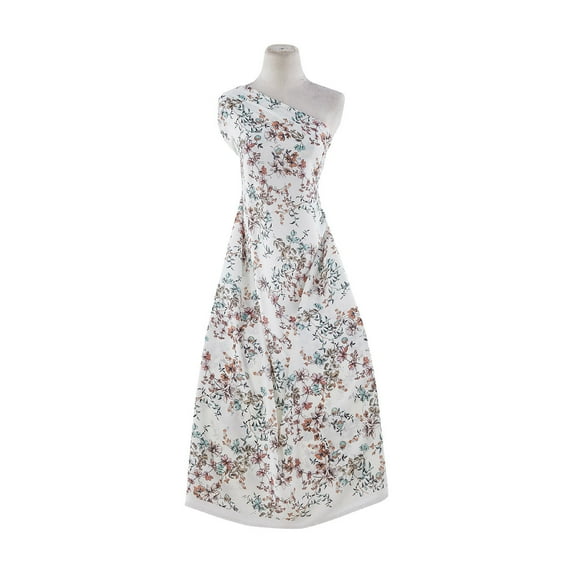 Zelouf Roslyn Floral On Pucker Crepe , Sewing, DIY, Crafts Fabric by the Yard, 187 Cream/rust, 10 Yard