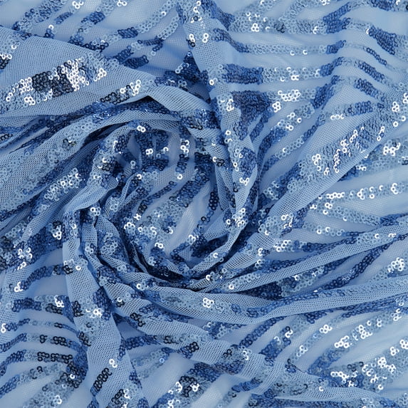 Zelouf Rowan Wave Sequin , Sewing, DIY, Crafts Fabric by the Yard, Sky, 20 Yard