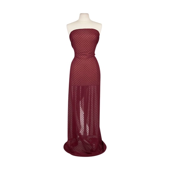 Zelouf Roxanne Yoryu Clip Dot , Sewing, DIY, Crafts Fabric by the Yard, Burgundy, 1 Yard