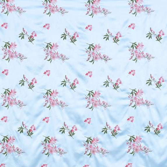 Zelouf Sakura Embroidery Satin , Sewing, DIY, Crafts Fabric by the Yard, Sky Bliss, 7 Yard
