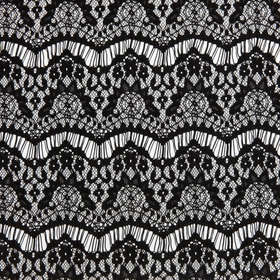 Zelouf Scallop Banded Lace , Sewing, DIY, Crafts Fabric by the Yard, Black, 50 Yard