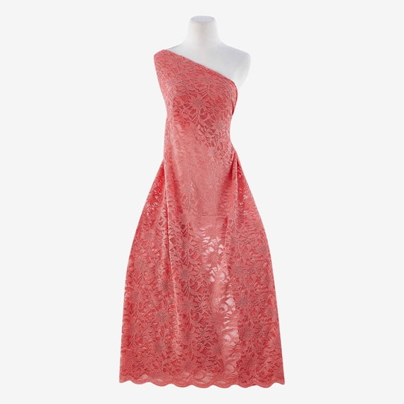 Zelouf Scalloped Glitter Lace , Sewing, DIY, Crafts Fabric by the Yard, Coral Hana, 5 Yard