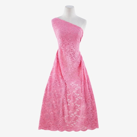 Zelouf Scalloped Glitter Lace , Sewing, DIY, Crafts Fabric by the Yard, Pink Glow, 3 Yard