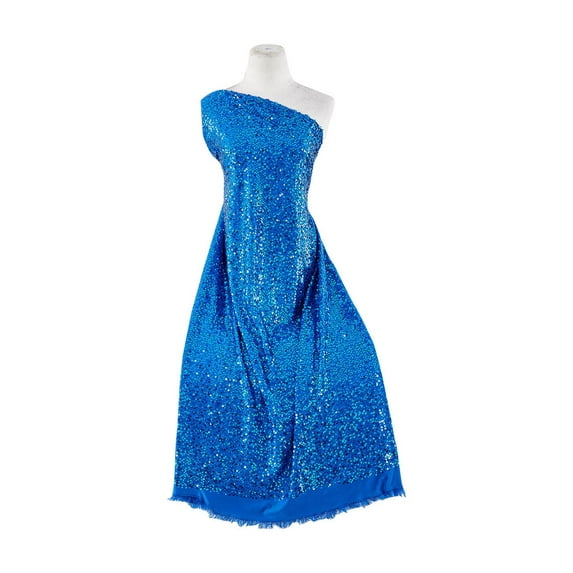 Zelouf Scattered Sequins On Single Span , Sewing, DIY, Crafts Fabric by the Yard, Cobalt, 3 Yard