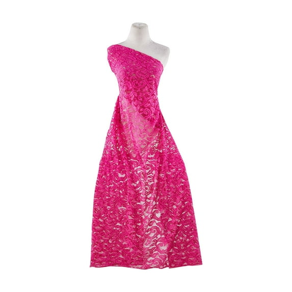 Zelouf Scroll Lace , Sewing, DIY, Crafts Fabric by the Yard, Fuchsia Juice, 20 Yard