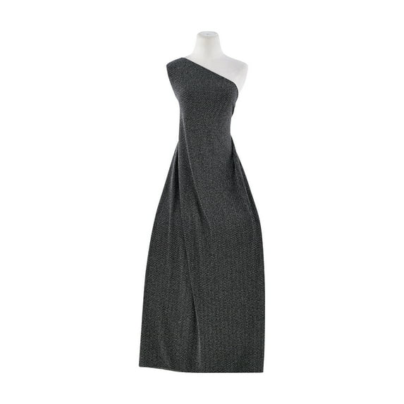 Zelouf Seeking Stars Nylon Metallic Knit , Sewing, DIY, Crafts Fabric by the Yard, Black/silver, 7 Yard