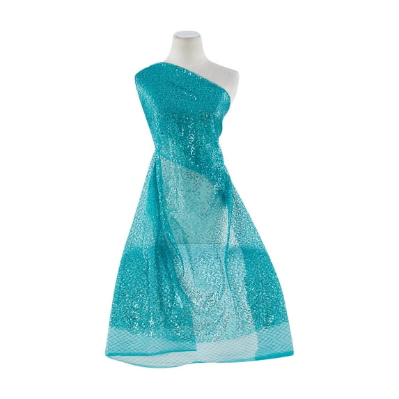 Zelouf Sequin Web Tulle , Sewing, DIY, Crafts Fabric by the Yard, Super Teal, 7 Yard