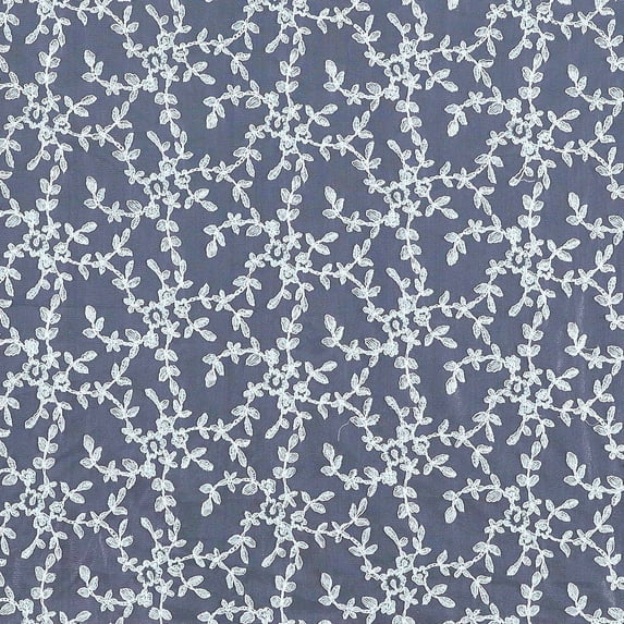 Zelouf Sera Floral Corded Lace On Tulle , Sewing, DIY, Crafts Fabric by the Yard, Audacious Royal, 5 Yard