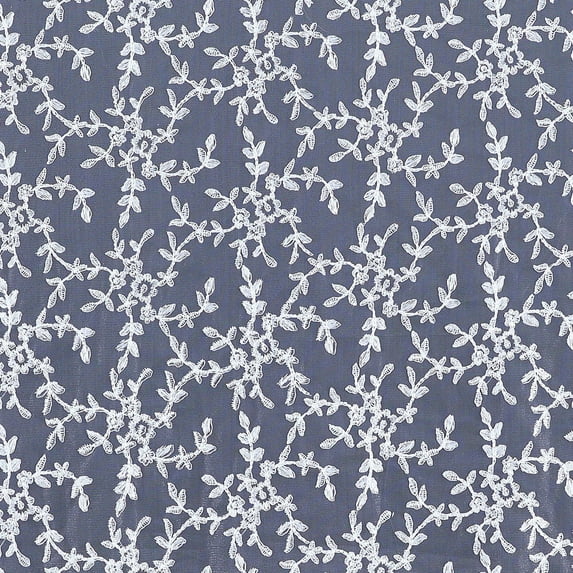 Zelouf Sera Floral Corded Lace On Tulle , Sewing, DIY, Crafts Fabric by the Yard, White, 10 Yard