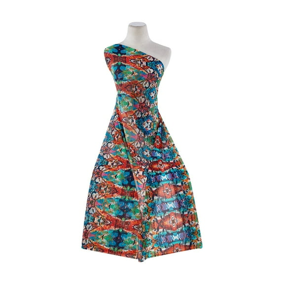 Zelouf Sheer Matte Jersey Print , Sewing, DIY, Crafts Fabric by the Yard, 347 Red/turq, 3 Yard