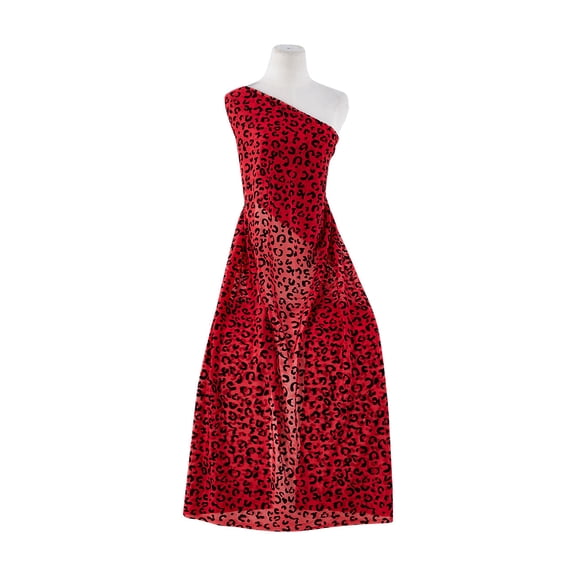 Zelouf Sheer Matte Jersey W/black Flocked  , Sewing, DIY, Crafts Fabric by the Yard, 339 Red/blk, 3 Yard