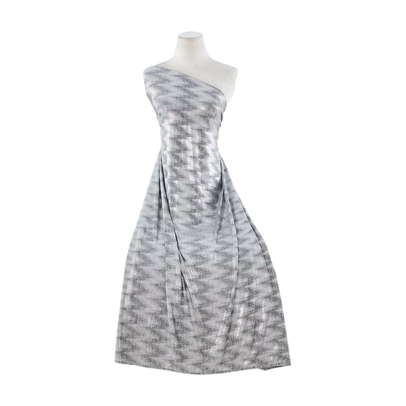 Zelouf Shine Zig Zag Foil Knit , Sewing, DIY, Crafts Fabric by the Yard, Ash/silver, 3 Yard