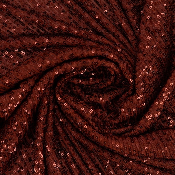 Zelouf Shoreline Sequin Stretch Mesh , Sewing, DIY, Crafts Fabric by the Yard, Copper, 10 Yard