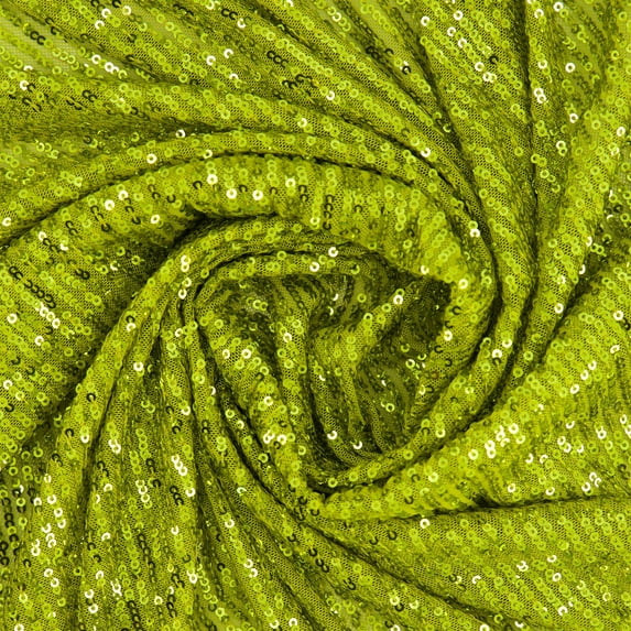 Zelouf Shoreline Sequin Stretch Mesh , Sewing, DIY, Crafts Fabric by the Yard, Lemongrass, 10 Yard