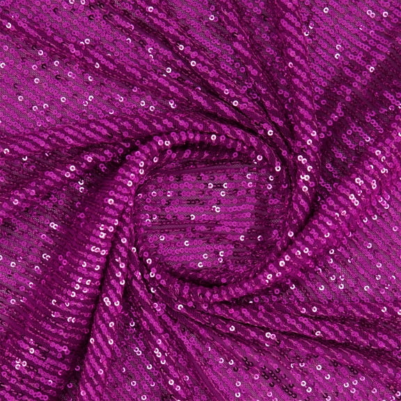 Zelouf Ariel Line Sequin Mesh , Sewing, DIY, Crafts Fabric by the Yard, Magenta, 3 Yard
