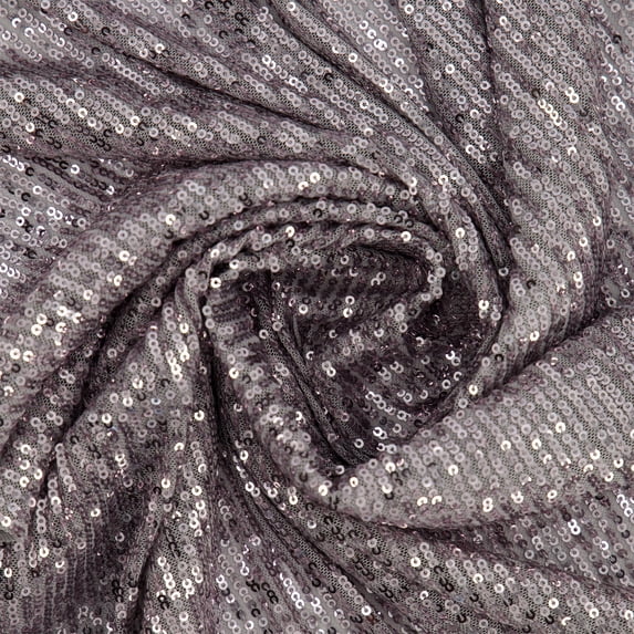 Zelouf Shoreline Sequin Stretch Mesh , Sewing, DIY, Crafts Fabric by the Yard, Pewter, 10 Yard