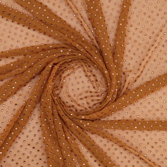 Zelouf Sienna Mesh Beads On Mesh , Sewing, DIY, Crafts Fabric by the Yard, Copper/copper, 7 Yard