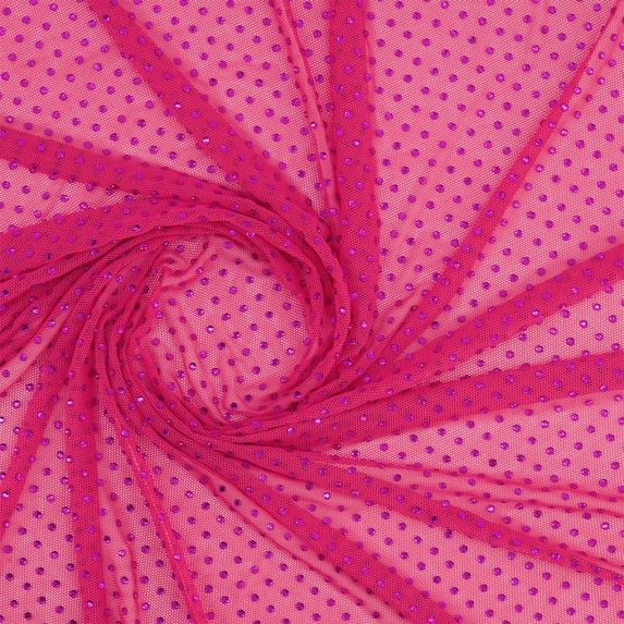 Zelouf Sienna Mesh Beads On Mesh , Sewing, DIY, Crafts Fabric by the Yard, Hot Pink/fuchsia, 10 Yard
