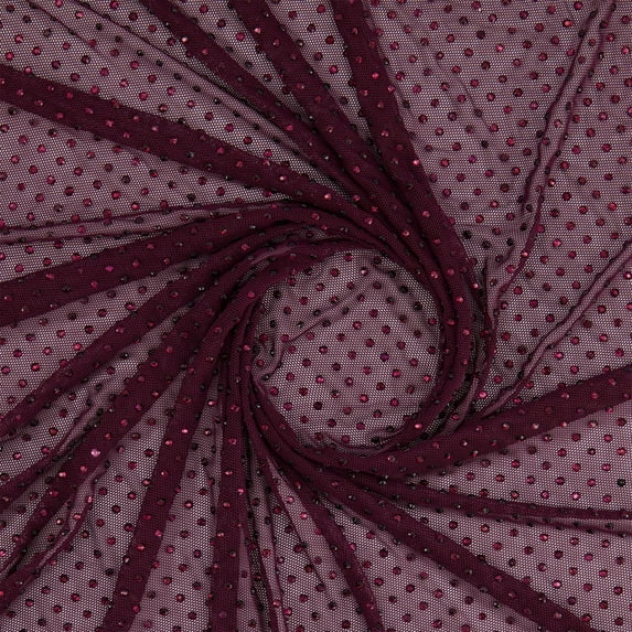 Zelouf Sienna Mesh Beads On Mesh , Sewing, DIY, Crafts Fabric by the Yard, Plum/plum, 1 Yard