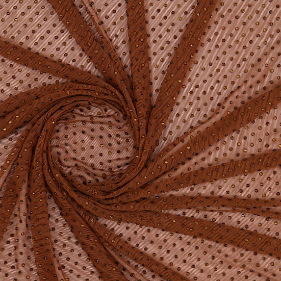 Zelouf Sienna Mesh Beads On Mesh , Sewing, DIY, Crafts Fabric by the Yard, Russet/amber, 3 Yard