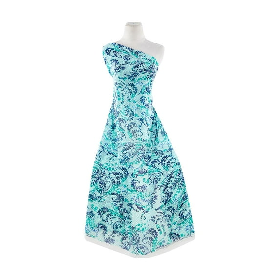 Zelouf Silky Touch Chiffon Print , Sewing, DIY, Crafts Fabric by the Yard, 174 Wht/mint, 3 Yard