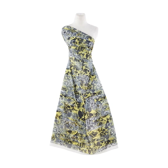 Zelouf Silky Touch Chiffon Print , Sewing, DIY, Crafts Fabric by the Yard, 590 Yellow/blk, 3 Yard