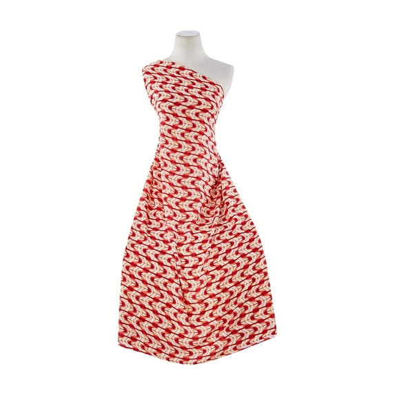 Zelouf Skylar Rayon Crepe Print , Sewing, DIY, Crafts Fabric by the Yard, 815 Coral/wht, 3 Yard