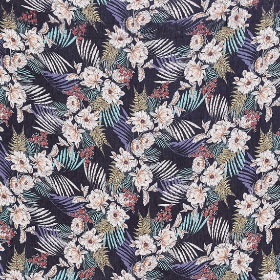Zelouf Skylar Rayon Crepe , Sewing, DIY, Crafts Fabric by the Yard, 927 Black/multi, 3 Yard