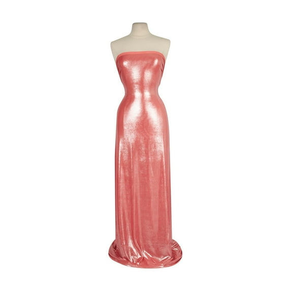 Zelouf Slinky Knit W/ All Over Foil , Sewing, DIY, Crafts Fabric by the Yard, Coral/silver, 10 Yard