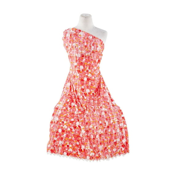 Zelouf Small Ruffle Watercolor Print , Sewing, DIY, Crafts Fabric by the Yard, Coral, 3 Yard