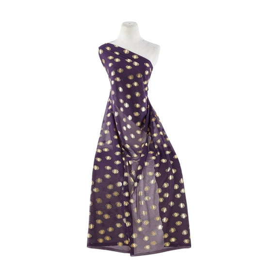 Zelouf Smj With Big Jacquard-Like Dot Foil , Sewing, DIY, Crafts Fabric by the Yard, Le Wine/gold, 7 Yard