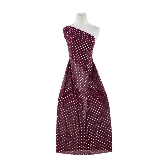 Zelouf Smj With Small Jacquard-Like Dot Foil , Sewing, DIY, Crafts Fabric by the Yard, Wine/silver, 5 Yard