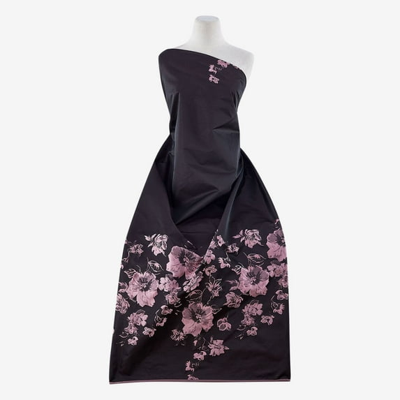 Zelouf Sochi Floral Jacquard , Sewing, DIY, Crafts Fabric by the Yard, Black/rose, 1 Yard