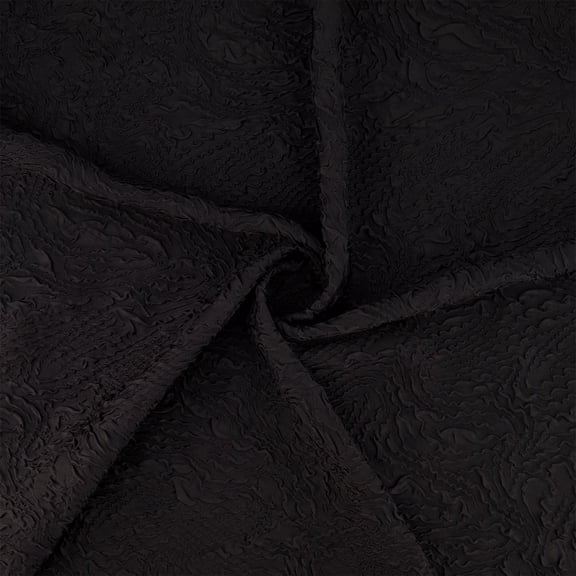 Zelouf Solid Abstract Pucker  , Sewing, DIY, Crafts Fabric by the Yard, Black, 7 Yard