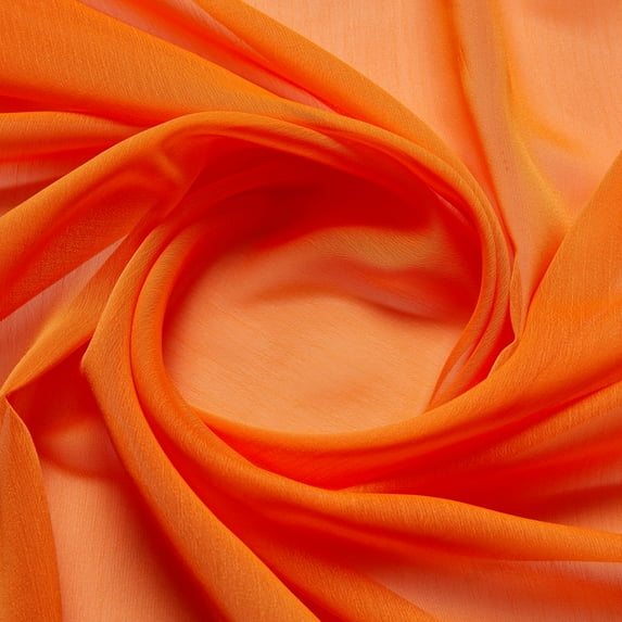 Zelouf Solid Cationic Chiffon , Sewing, DIY, Crafts Fabric by the Yard, Neon Orange, 20 Yard