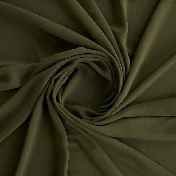 Zelouf Souffle Crepe Chiffon , Sewing, DIY, Crafts Fabric by the Yard, Fine Olive, 3 Yard