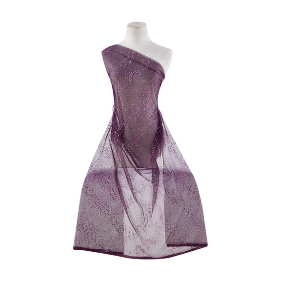 Zelouf Splash Glitter On Tulle  , Sewing, DIY, Crafts Fabric by the Yard, Vamp Eggplant, 3 Yard