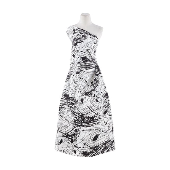 Zelouf Splash Print On Charmeuse , Sewing, DIY, Crafts Fabric by the Yard, White/black, 3 Yard